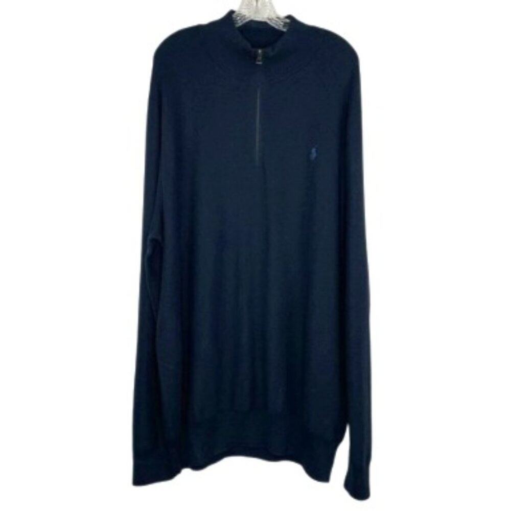 Polo Ralph Lauren Pima Cotton navy blue knit polo long sleeve sweater size 2XLT